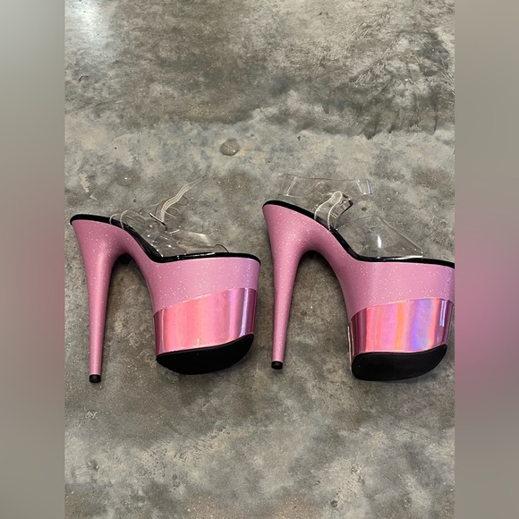 Pleaser Shoes - Pleaser pink glitter heels